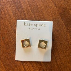 kate spade gold-tone round stud earrings
